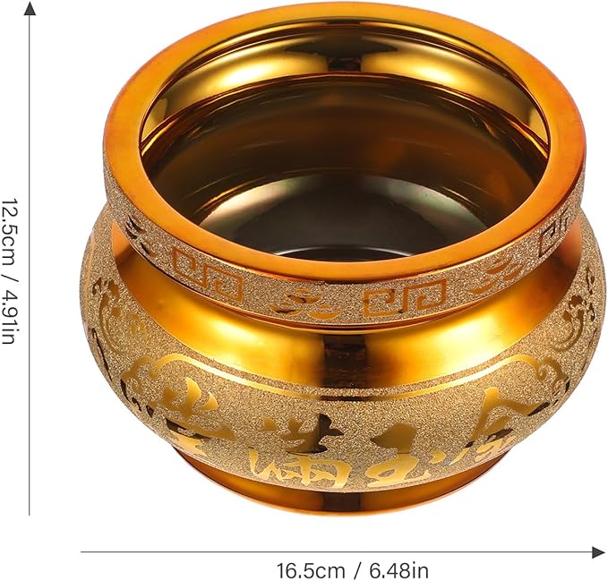 Yardwe Ceramic Incense Burner 6 Inch Golden Incense Holder Bowl Feng Shui Censer for Home Decor Spiritual Offerings