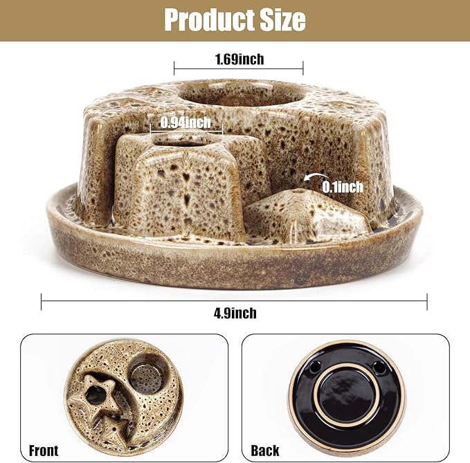 4 in 1 Incense Holder, Palo Santo Holder, Ceramic Incense Burner, Ash Catcher Tray for Meditation Room, Candle Holder for Burning Sage (Speckled Beige)
