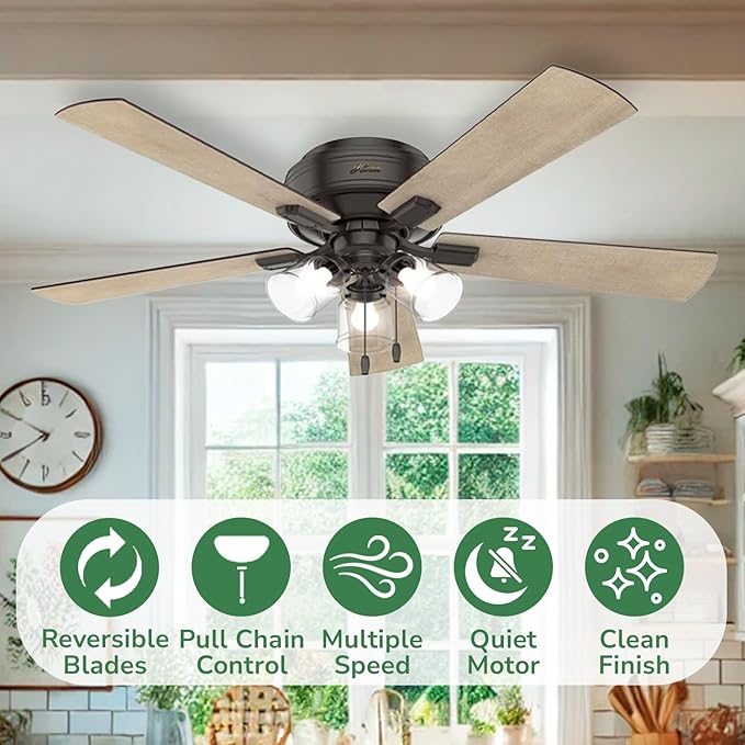 Hunter Crestfield, Indoor, Ceiling Fan, Quiet, 52 inch, Noble Bronze