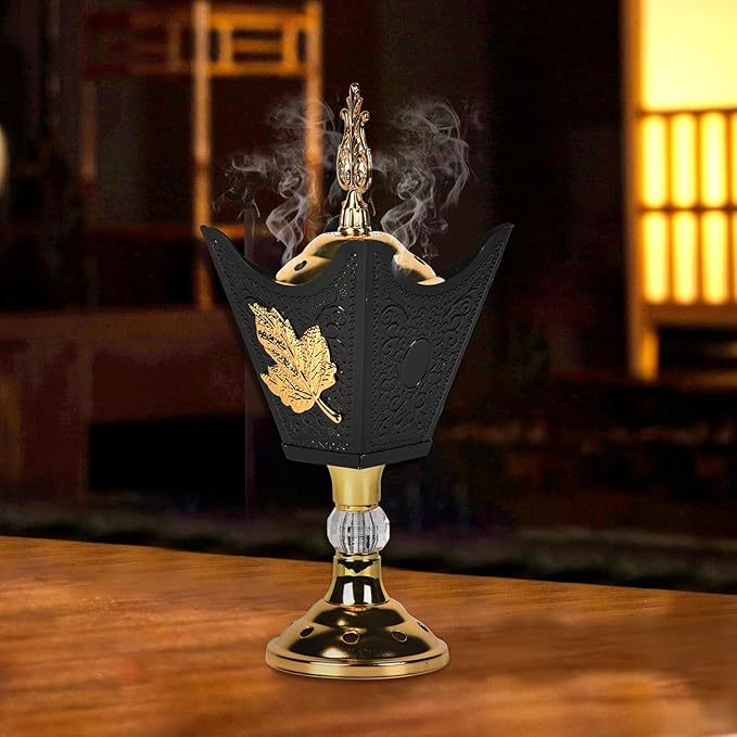 Incense Holder - Fire-Safe with Easy-to-Remove Lid, Elegantly Decorated with Flower Patterns, Suitable for Home & Office, Option (H003)
