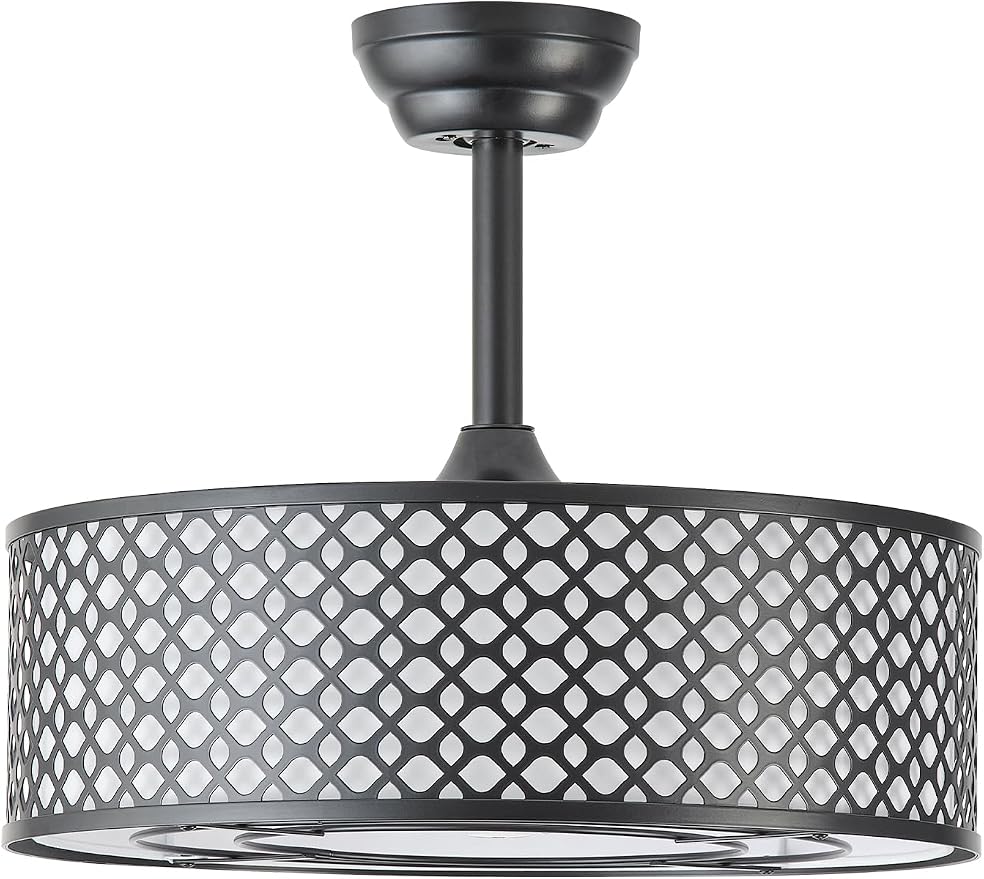 Black Fandelier Ceiling Fan with Light, 20" Caged Boho Ceiling Fans with Lights and Remote, Mid Century with 6 Speeds for Bedroom, Living Room, Nursery