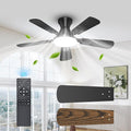 UME 42" Ceiling Fan with Lights & Remote, 6 Blades Low Profile Ceiling Fan, Quiet DC Motor, Natural Wind, 6 Speeds, 3CCT Dimmable 20W LED Modern Ceiling Fan for Bedroom, Living Room, Black