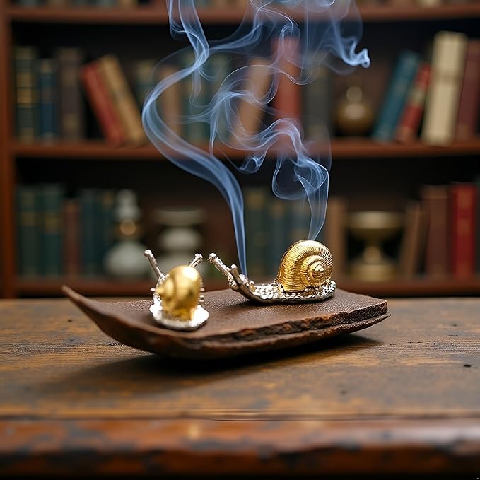 2 Pcs Gold Snail Shaped Incense Burner Stick Holder Animal Shaped Home Vintage Incense Holders