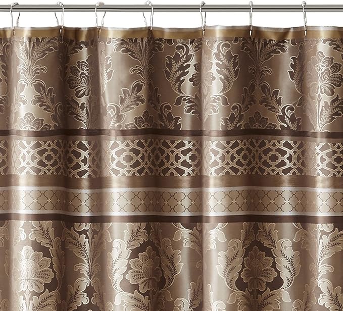 Bellagio Taupe Shower Curtain, Transitional Shower Curtains for Bathroom, 72 X 72, Beige