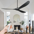 Ceiling Fans Without Light, 84 Inch Outdoor Fan No Light, Black Ceiling Fan with Remote, 3 Solid Wood Blades, Quiet Motor, High CFM, Propeller Large Ceiling Fan for Patios,Black