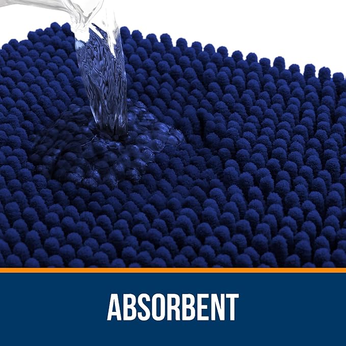OLANLY Large Bathroom Rugs 70x46, Extra Soft Absorbent Chenille Bath Rugs, Rubber Backing Quick Dry, Machine Washable Bath Mats for Bathroom Floor, Tub and Shower, Home Decor Accessories, Navy