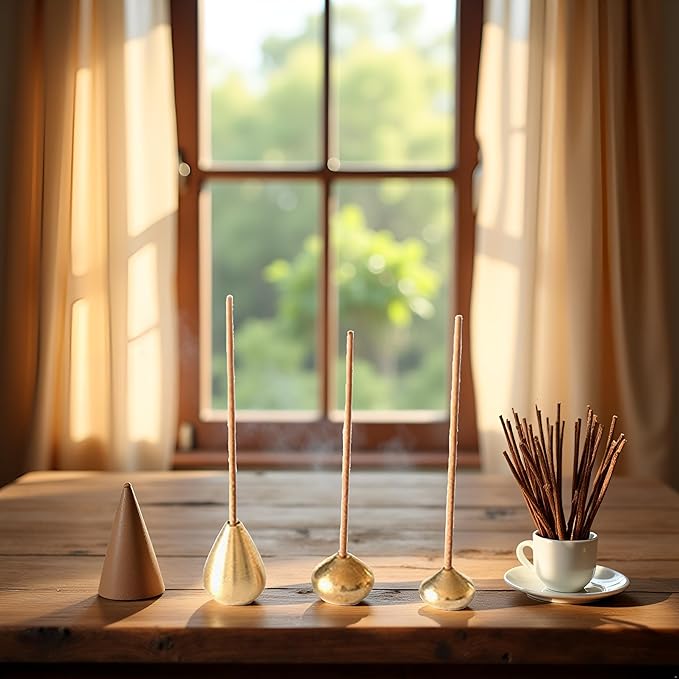 3Pcs Mini Brass Incense Holder, Incense Cone Holder, Portable Coil Incense Holder, Incense Stick Holder for Home Office Teahouse, Water Drop Shape