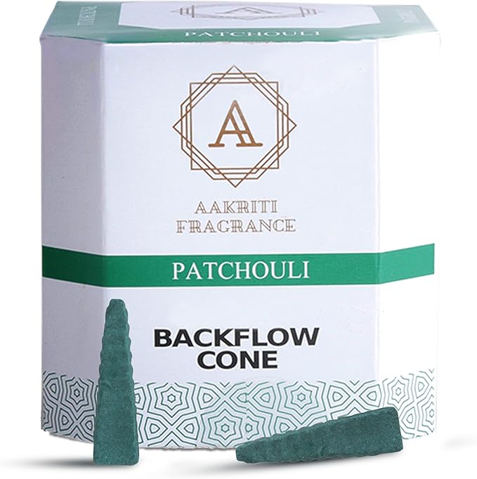 Backflow Natural Incense Waterfall Cones Unique Shape for Backflow Incense for Prayer, Meditation, Relaxation Burner Holder (25 pcs) (Patchouli, Step Pyramid)