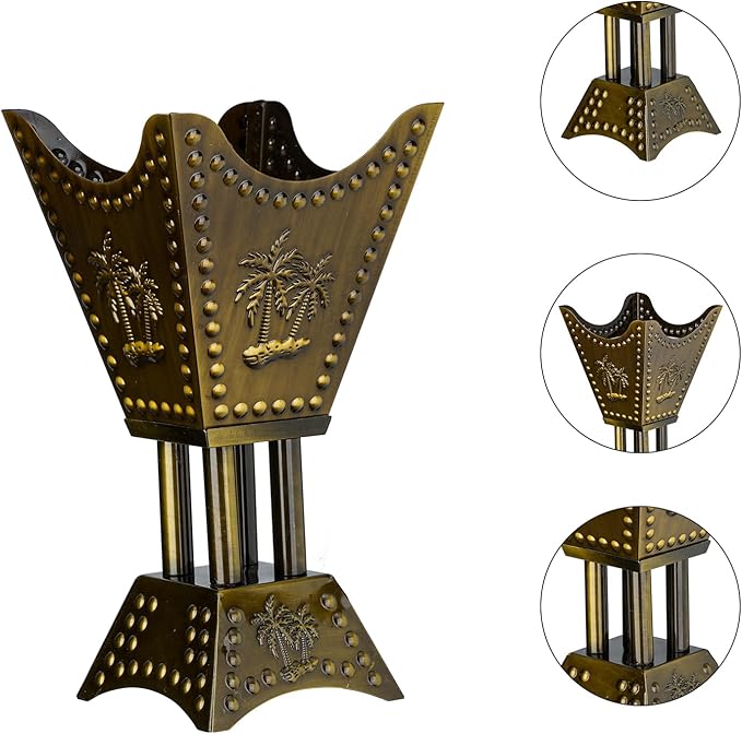Decorative Palm Tree Incense Burner, Gold Metal Design (Bronze-WF012)