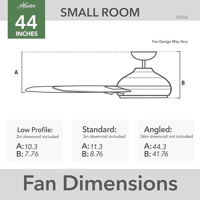 Hunter Cassius, Outdoor or Indoor, Ceiling Fan, 44 inch, Matte Silver | Covered patios and porches get a no-light design, droop-free blades, and compact scale for offices or small rooms.