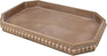 Hrastany Wood Rustic Serving Tray with Beads, Farmhouse Brown Decorative Tray for Table Centerpiece, Christmas Wedding Halloween Home Decor