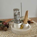 4 in 1 Incense Burner Holder, Palo Santo Holder, Sage Holder for Burning, Ceramic Incense Sticks Holder for Meditation Yoga Room Home Decor (White)