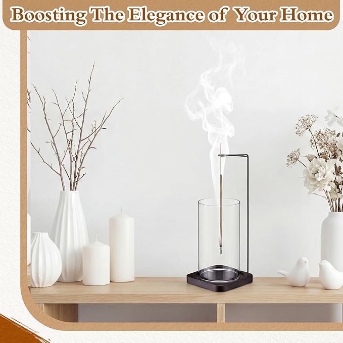 BreezeHug 6 Pack Incense Holder for Sticks Upside Down Anti-Ash Flying No Mess Wooden Incense Stick Burner with Detachable Ash Catcher Modern Vertical Incenses Holder for Yoga Spa Home, 3 Sizes