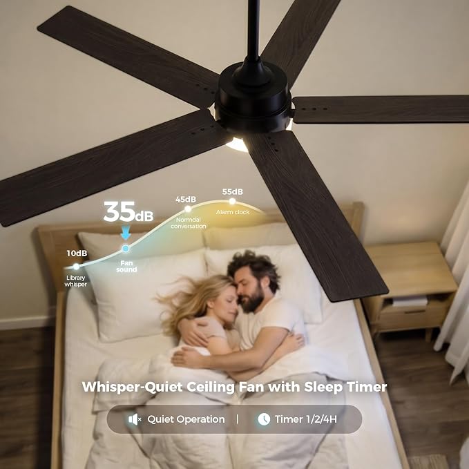 Obabala Ceiling Fan with Light 52 Inch, DC Motor Ceiling Fan with Remote | And APP Control, Dimmable LED Color Changing, Reversible Quiet Fan for Bedroom Living Room Indoor Outdoor, Modern