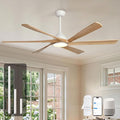 60 Inch Smart Wood Ceiling Fan with Light and Remote, Compatible with Alexa/App, 6 Solid Walnut Blades, ETL Listed Quiet DC Motor, Damp Rated Farmhouse Ceiling Fan for Covered Patio, Living Room