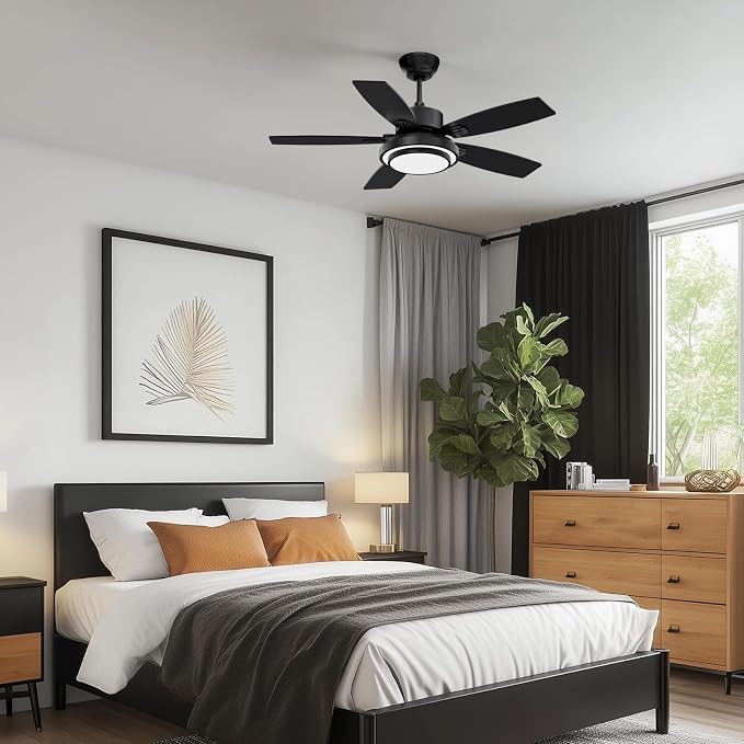 Fanbliss Ceiling Fans with Lights and Remote Control for Bedroom, 42 Inch Black Small Modern Ceiling Fan with Quiet Reversible DC Motor, 3CCT, Dimmable, LED for Living Room, Patio, Indoor and Outdoor