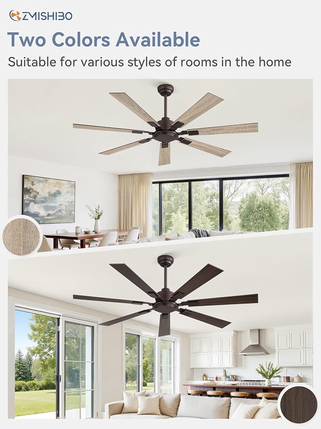 ZMISHIBO 60“ Ceiling Fans No Light with Remote, Bronze Farmhouse Ceiling Fan Without Light, Quiet Reversible DC Motor 6 Speeds, 7 Blades Indoor/Outdoor Ceiling Fan for Living Room Bedroom Patio Garage