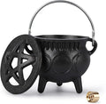 Cast Iron Sacred Incense Holder, Small Three-Legged Cast Iron Pot, Incense Burner, Suitable for Yoga Meditation and Energy Cleansing, Sage Burning, Candle Holder Rituals and Decorations