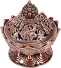Walfront Metal Incense Cone Holder Lotus Bowl Zinc Alloy(Red-bronze), Desktop Ornament Supplies