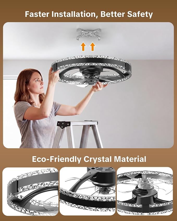 RGB Low Profile Ceiling Fan with Lights,RGB Ceiling Fans with Lights and Remote, 3000-6500K Dimmable Modern Flush Mount LED Fan Lights, 6 Wind Speeds Ceiling Fans for Bedroom