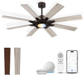60 Inch Ceiling Fan with Light,Smart Indoor Outdoor Ceiling Fan with Alexa,Large Oil Rubbed Bronze Modern Ceiling Fan,Dual Finish 8 Blades,Quiet Fan for Living Room, ZCCF05ORB-60
