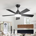 Passky Ceiling Fans with Lights, 42 inch Sleek Ceiling Fan with Light and Remote Control, 3CCT, Dimmable, Reversible, Noiseless, Black Ceiling Fan for Bedroom, Living Room