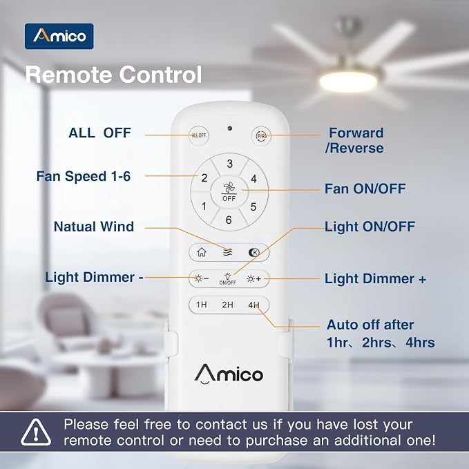 Amico 64 inch Ceiling Fans with Lights,Large Ceiling Fan with Light and Remote Control, Dimmable, 6 Speed Reversible Quiet DC Motor, Nickel Modern Ceiling fan For Living Room, Kitchen, Patio