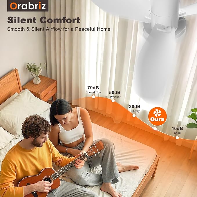 35 Inch Small Ceiling Fan with Led Lights Remote Flush Mount White | Quiet 6 Speeds,Modern LED Dimmable,Memory for Light,2/4H Timer,DC Reversible,Bedroom Living Room Indoor/Outdoor