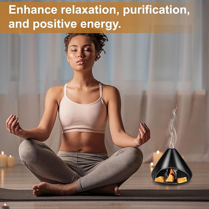 EEEKit Chiminea Clay Incense Dish, Palo Santo Holder Incense Burner with Chiminea, Sage and Palo Santo Stick Burn for Meditation Yoga