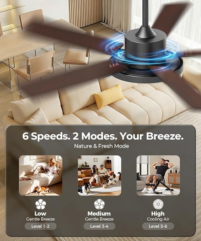 Ceiling Fan with Light,RGBCW Smart 52" Low Profile Ceiling Fan with Light and Remote,Alexa/Google/App Control,Reversible DC Motor,Dimmable,2500lm,Quiet Fan for Bedroom,Living Room Black