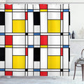 Ambesonne Abstract Shower Curtain, Geometric Colorful Pattern with Crossover Rectangle in a Frame Shapes of a Window of Artwork, Cloth Fabric Bathroom Decor Set with Hooks, 69" W x 70" L, Dark Coral