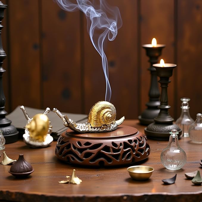 2 Pcs Gold Snail Shaped Incense Burner Stick Holder Animal Shaped Home Vintage Incense Holders