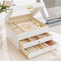 Jewelry Box - 3 Layer Jewelry Organizers and Storage with Clear Lid & 2 Drawers,Jewelry Boxes for Women, Watch Necklace Ring Earring Storage Gift Case, Cloud White | Jewelry Boxes For Women – Velvet Lining, Tangle-Free Storage – Watch, Bracelet, Ring, ...