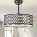 Black Fandelier Ceiling Fan with Light, 20" Caged Boho Ceiling Fans with Lights and Remote, Mid Century with 6 Speeds for Bedroom, Living Room, Nursery