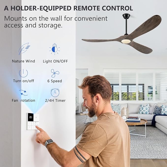 Eliora 72 Inch Ceiling Fans with Lights, Wood Outdoor Ceiling Fan for Patio and Remote Control Rustic Propeller Large Ceiling Fans with Light Farmhouse Indoor Quiet High cfm, Deep Brown