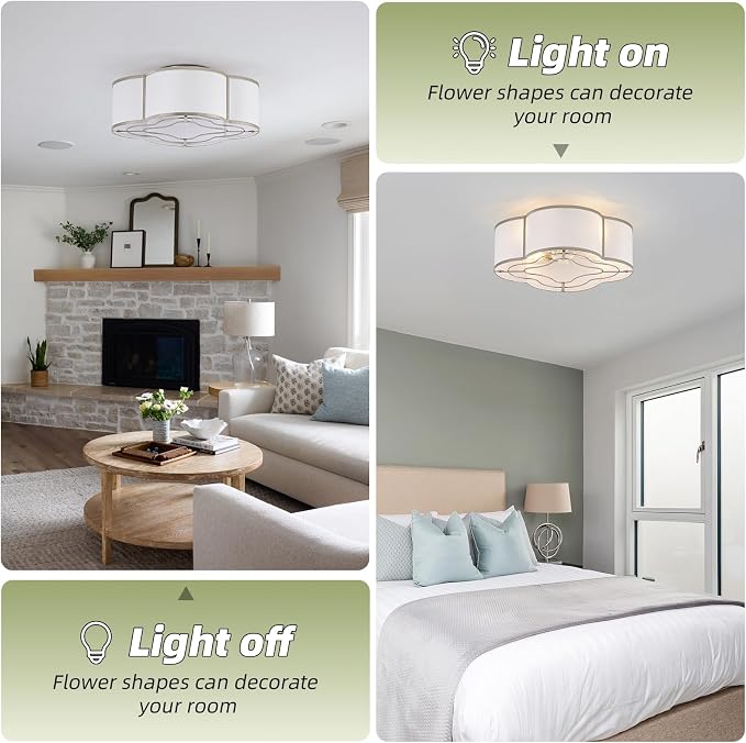 20" Boho Ceiling Fan with Light, Flush Mount Ceiling Fan with Light Remote Control, Enclosed with 6 Speeds for Bedroom, Living Room, Foyer, Nursery