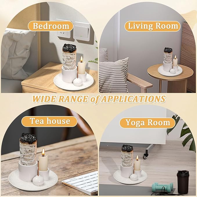 Comeon Palo Santo Holder, Backflow Incense Burner Holder Candle Holder Sage Burner Holder for Burning, Ceramic Incense Holder for Sticks for Meditation Yoga Room