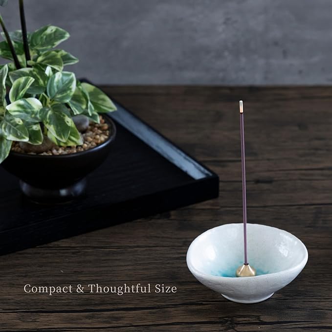 Incense Holder, Drop Shape,Blue Ocean,Ash Catcher,Made in Japan Traditional Craft