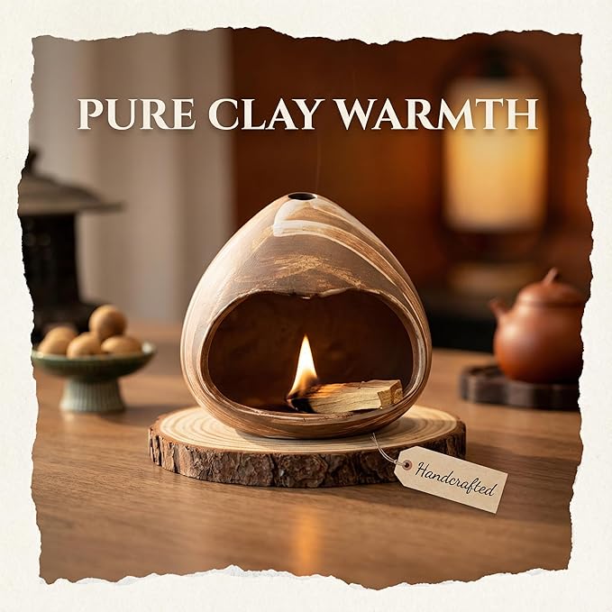 Palo Santo Holder Ceramic,Mini Chiminea Cone Incense Burner,Incense Chimney for Palo Santo Sticks,Altar,Sage,and Cone Burning,Yoga Spa Aromatherapy Meditation,Home Decor (White Texture)