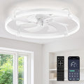 LEDIARY 26" Ceiling Fans with Lights and Remote, Low Profile Led Fan Light | Stepless Dimmable Fandelier, 6 Wind Speeds, Remote and APP Control, Flush Mount Ceiling Fan for Bedroom, Living Room, White