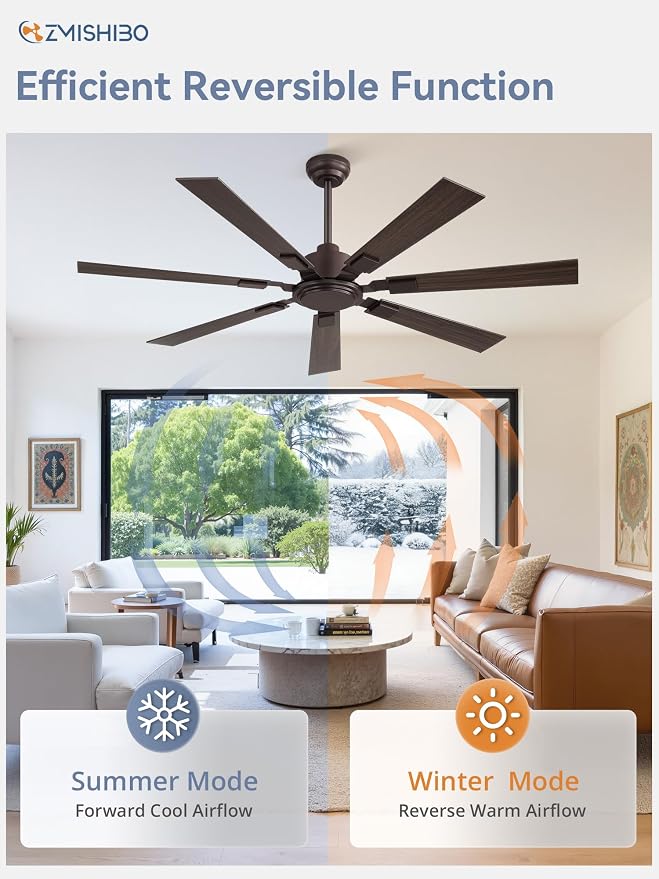 ZMISHIBO 60“ Ceiling Fans No Light with Remote, Bronze Farmhouse Ceiling Fan Without Light, Quiet Reversible DC Motor 6 Speeds, 7 Blades Indoor/Outdoor Ceiling Fan for Living Room Bedroom Patio Garage