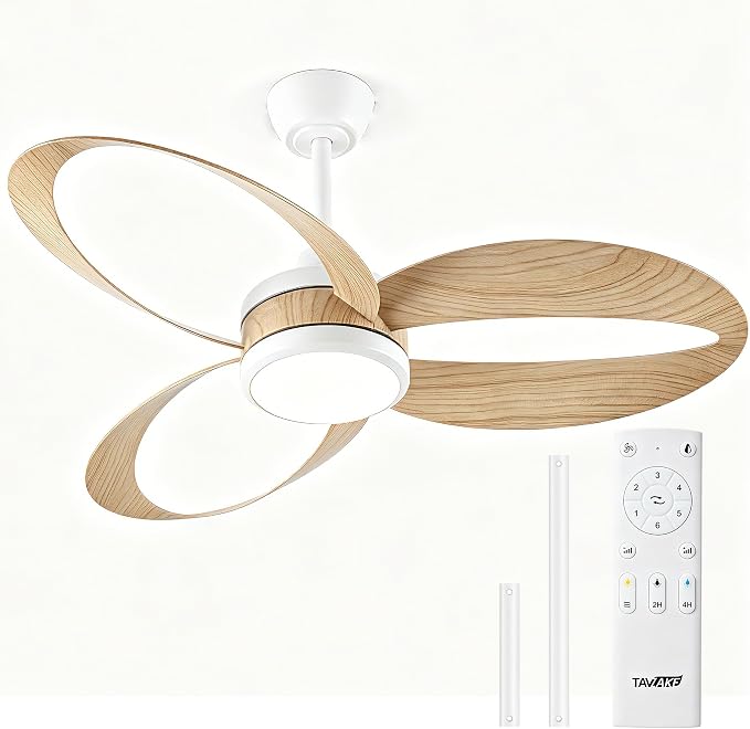 42 Inch Low Profile Ceiling Fan with Light | Quiet DC Motor, Remote Control, 3‑Color Dimmable LED, Reversible Airflow – Ideal for Bedroom, Living Room, Kitchen