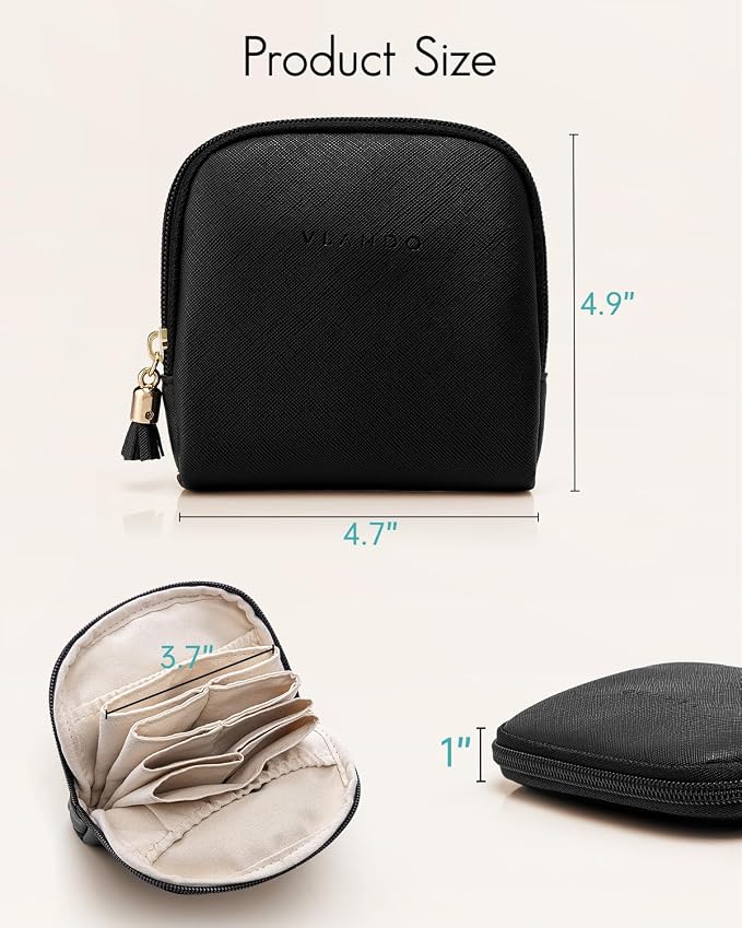 VLANDO Small Jewelry Travel Case,Travel Essentials for Women,Jewelry Pouch Bags with Zipper,Velvet Jewelry Organizer Storage Bag for Bracelet Rings Earring-Black