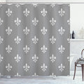 Ambesonne Fleur De Lis Shower Curtain, Royal Petal Floral Lily in Simple Old Style Ornate Antiquity Abstract, Cloth Fabric Bathroom Decor Set with Hooks, 69" W x 75" L, Taupe Grey