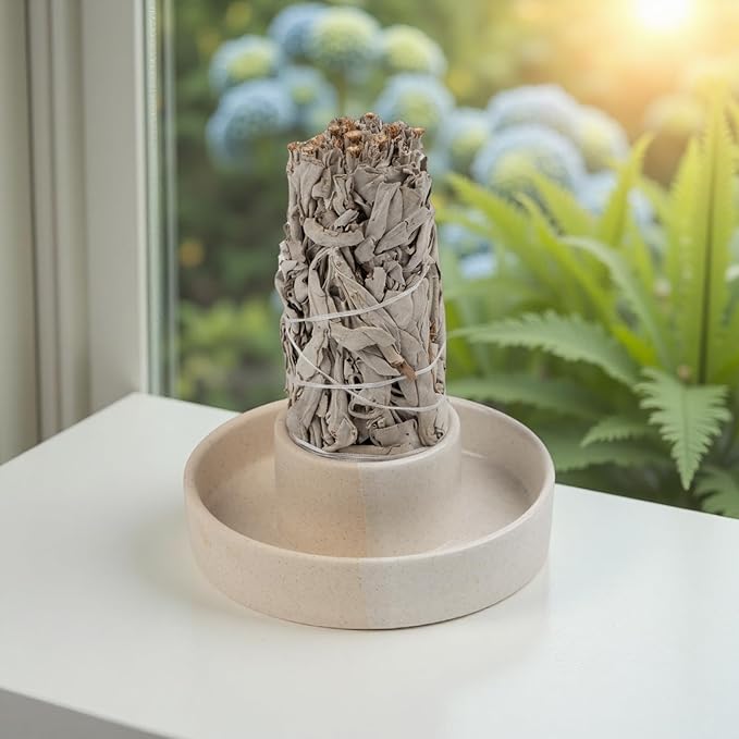 Sage Holder, Sage Burner, Smudge Bowl, Palo Santo Holder, Incense Holder, Incense Holder Bundle, Sage Holder for White Sage Bundle and Palo Santo (Sage Not Included) (White)