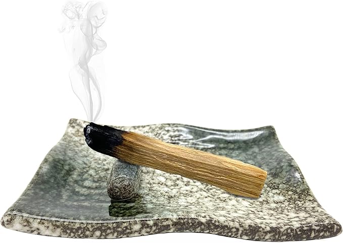 TOBOHU Rectangle Ceramic Palo Santo Holder, Wood Incense Stick Burning Bowl, Ceramic Burner for Palo Santo Sticks