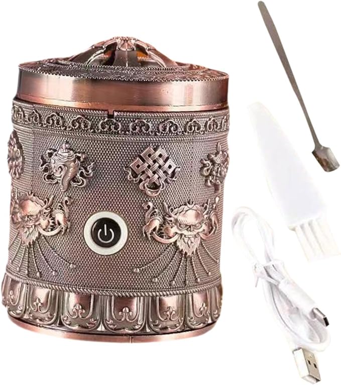 Generic Alloy Incense Burner Incense Holder Quick Heating Portable New Year Gift Decor Accessories Ornament for Bedroom Tea Table, Copper Red