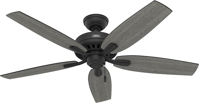 Hunter Newsome, Indoor, Ceiling Fan, No Light, Quiet, 52 inch, Matte Black