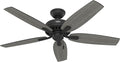 Hunter Newsome, Indoor, Ceiling Fan, No Light, Quiet, 52 inch, Matte Black
