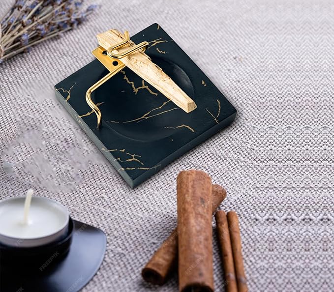 Marbling Resin Base Palo Santo Holder Removable Metal Holder for Palo Santo Sticks